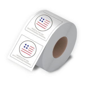 Made in USA w/Imported Material - Color Logo (Roll of 100)