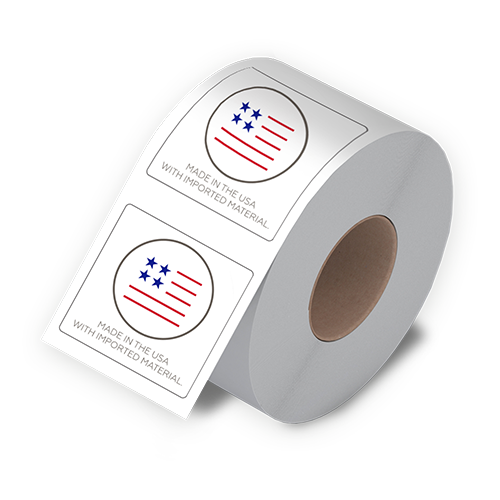 Made in USA w/Imported Material - Color Logo (Roll of 100)
