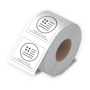 Made in USA w/Imported Material - Black Logo (Roll of 100)