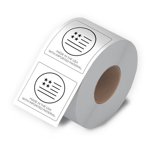 Made in USA w/Imported Material - Black Logo (Roll of 100)