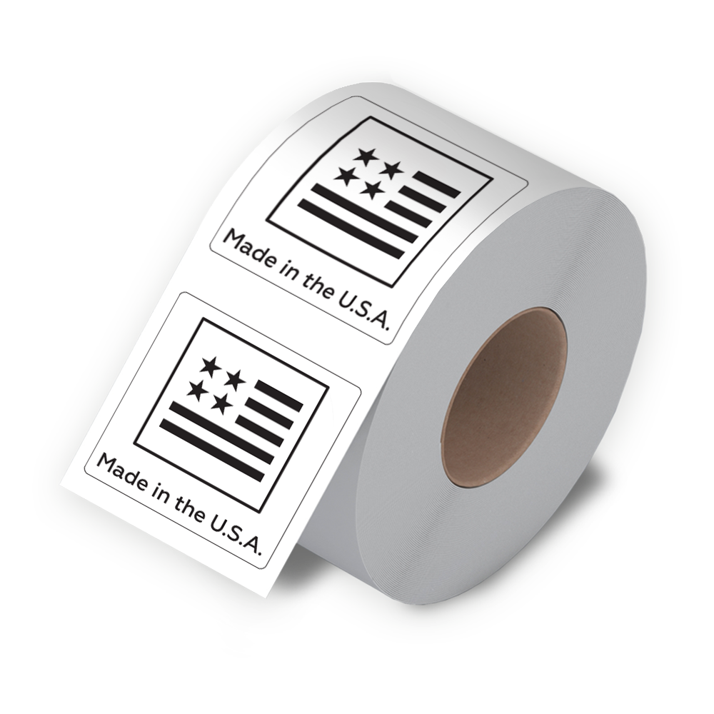 Made in USA - Black Logo (Roll of 100)